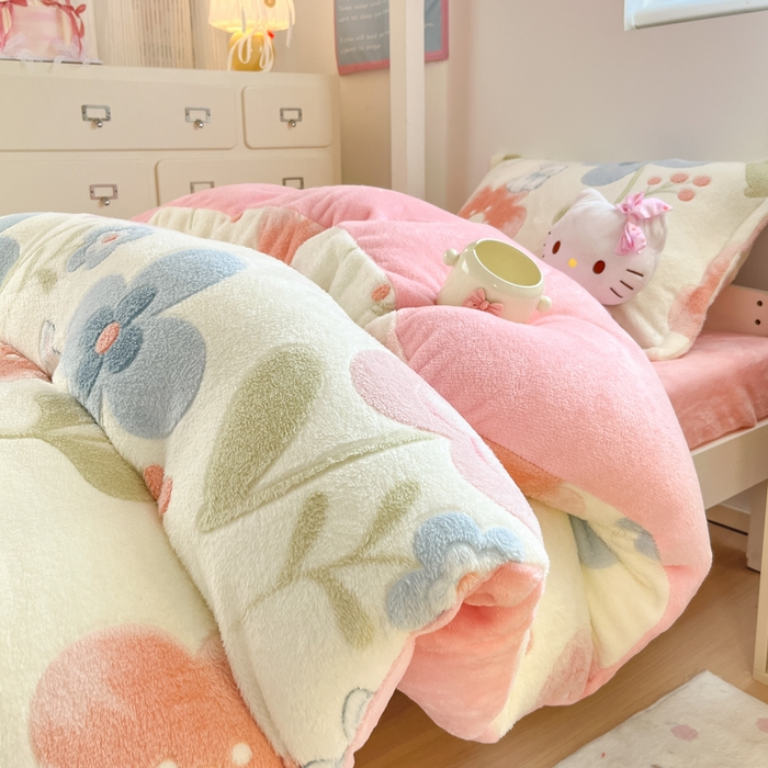 91家纺网 家纺一手货源 找家纺 （总）川悦生活 2025新款立体雪花绒印花四件套学生床系列二场景一