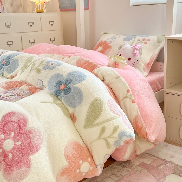 91家纺网 家纺一手货源 找家纺 （总）川悦生活 2025新款立体雪花绒印花四件套学生床系列二场景一