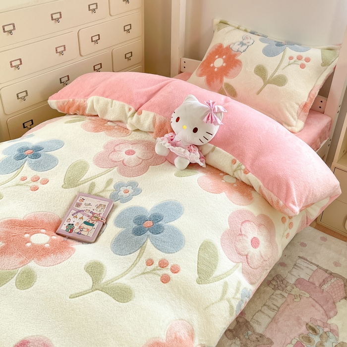 91家纺网 家纺一手货源 找家纺 （总）川悦生活 2025新款立体雪花绒印花四件套学生床系列二场景一