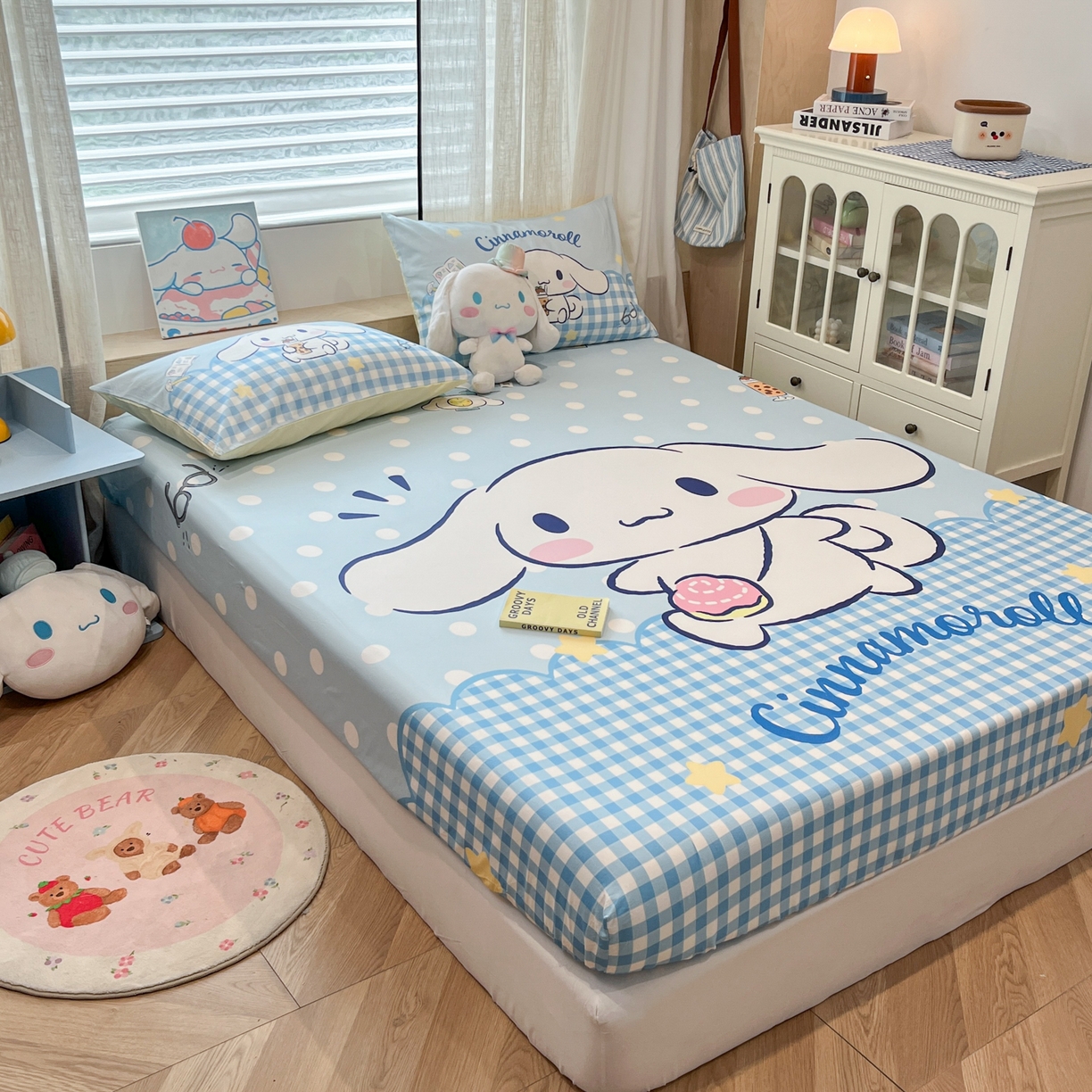 91家纺网 家纺一手货源 找家纺 金爱家 2025新款三丽鸥全棉床笠 纯棉单品-奶芙玉桂狗