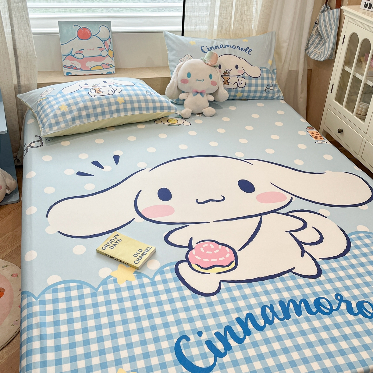 91家纺网 家纺一手货源 找家纺 金爱家 2025新款三丽鸥全棉床笠 纯棉单品-奶芙玉桂狗