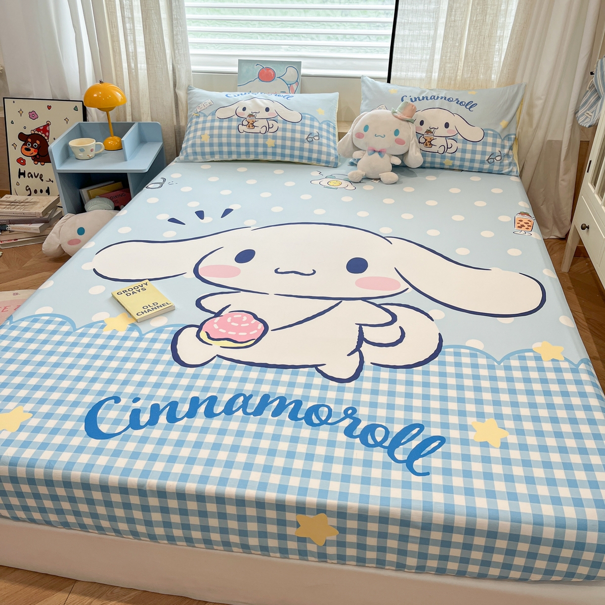 91家纺网 家纺一手货源 找家纺 金爱家 2025新款三丽鸥全棉床笠 纯棉单品-奶芙玉桂狗