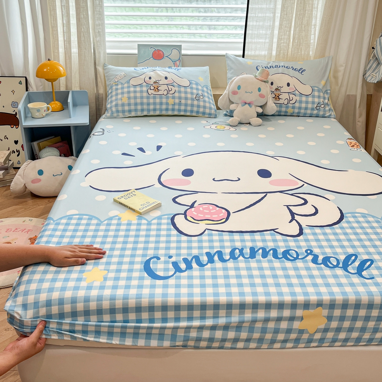 91家纺网 家纺一手货源 找家纺 金爱家 2025新款三丽鸥全棉床笠 纯棉单品-奶芙玉桂狗