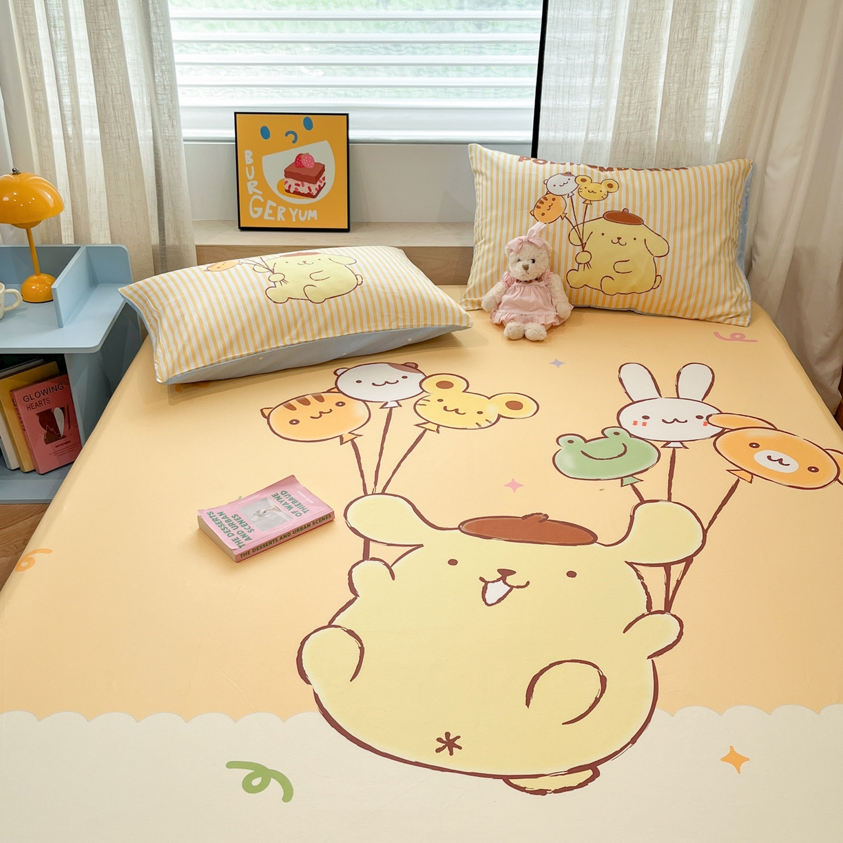 91家纺网 家纺一手货源 找家纺 金爱家 2025新款三丽鸥全棉床笠 纯棉单品-奶黄包布丁狗