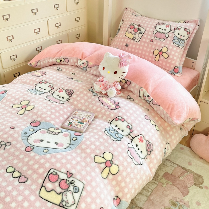 91家纺网 家纺一手货源 找家纺 （总）川悦生活 2025新款立体雪花绒印花四件套学生床系列二场景一