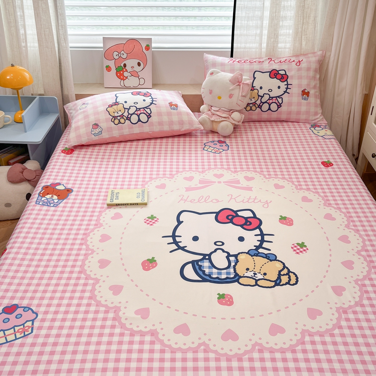 91家纺网 家纺一手货源 找家纺 金爱家 2025新款三丽鸥全棉床笠 纯棉单品-奶油kt