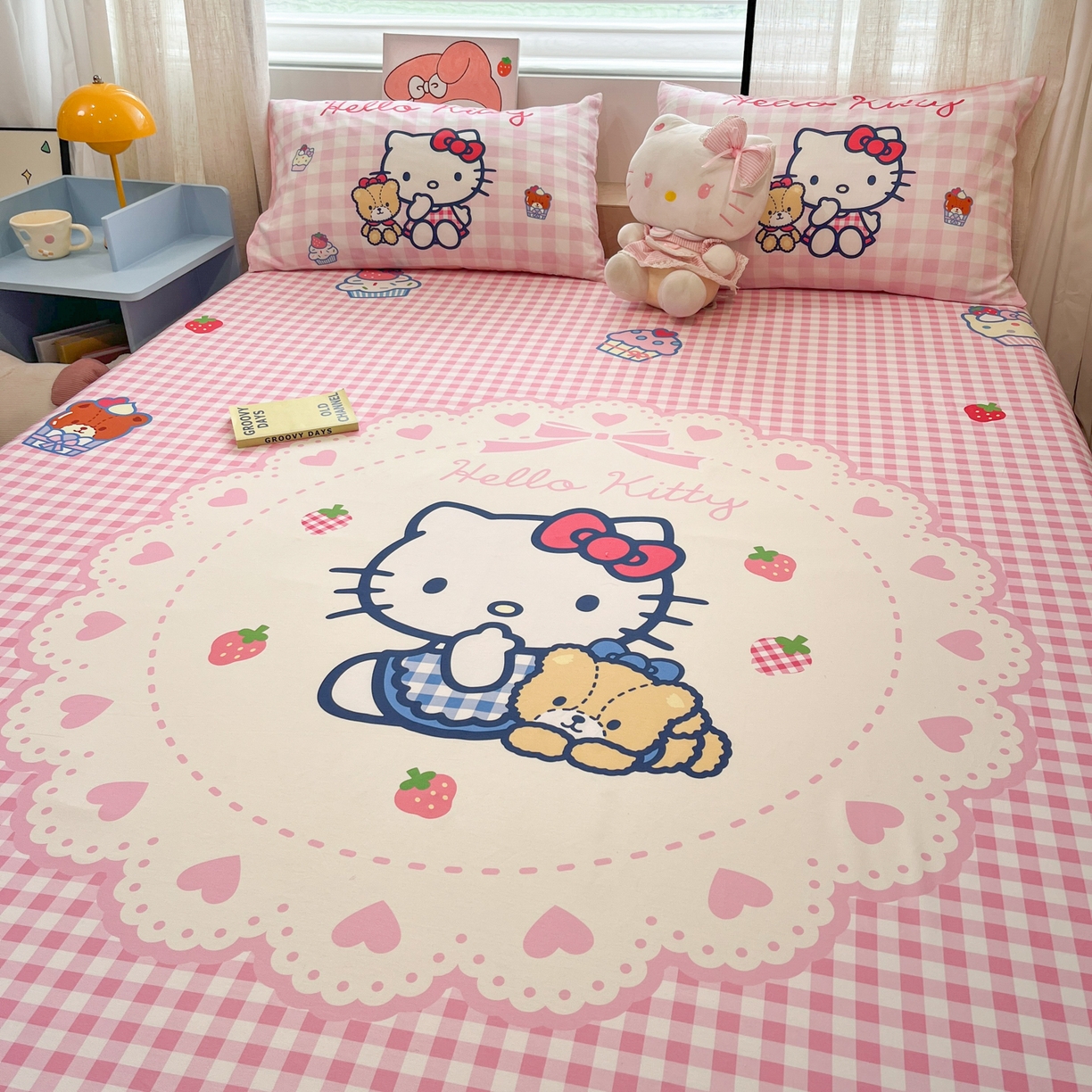 91家纺网 家纺一手货源 找家纺 金爱家 2025新款三丽鸥全棉床笠 纯棉单品-奶油kt