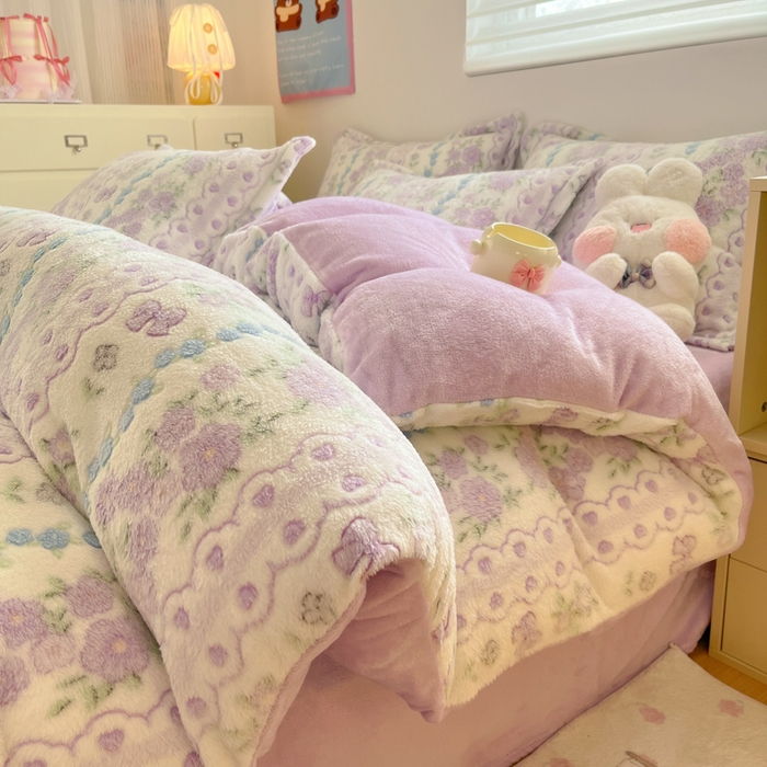 91家纺网 家纺一手货源 找家纺 （总）川悦生活 2025新款立体雪花绒印花大床四件套系列二场景一