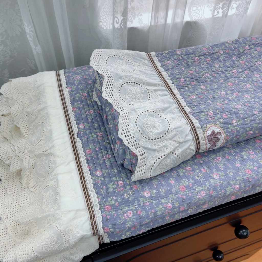 91家纺网 家纺一手货源 找家纺 暖居2025新款欧式浪漫多功能夏被 碎花紫熊