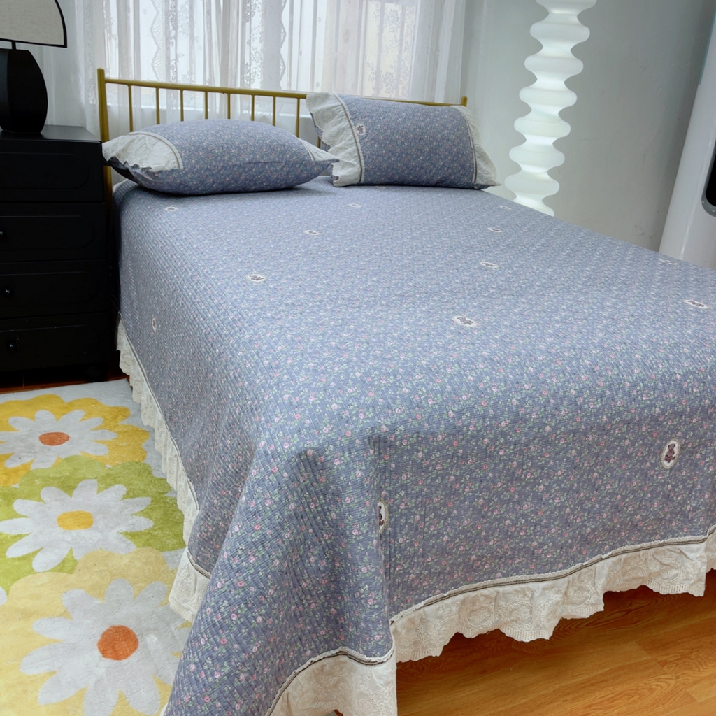 91家纺网 家纺一手货源 找家纺 暖居2025新款欧式浪漫多功能夏被 碎花紫熊