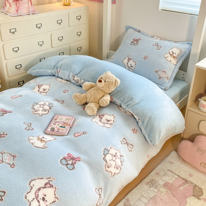 91家纺网 家纺一手货源 找家纺 （总）川悦生活 2025新款立体雪花绒印花四件套学生床系列二场景一