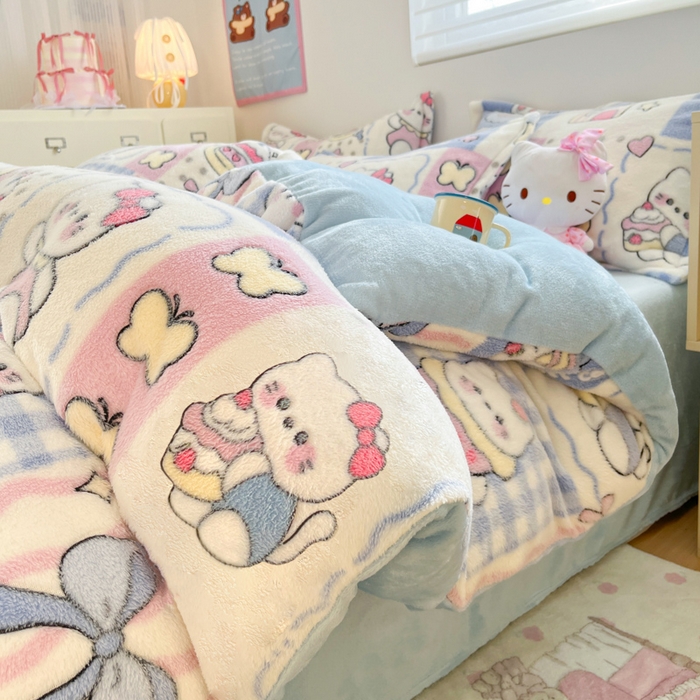 91家纺网 家纺一手货源 找家纺 （总）川悦生活 2025新款立体雪花绒印花大床四件套系列二场景一