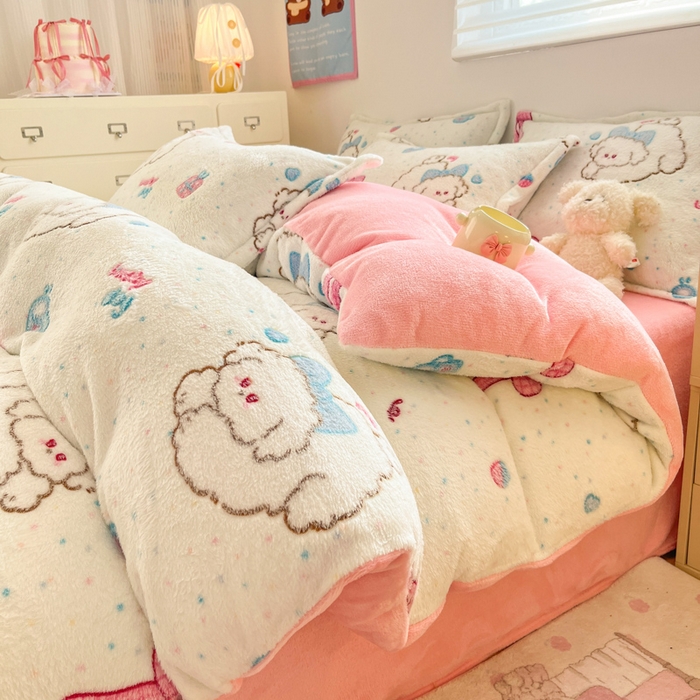 91家纺网 家纺一手货源 找家纺 （总）川悦生活 2025新款立体雪花绒印花大床四件套系列二场景一