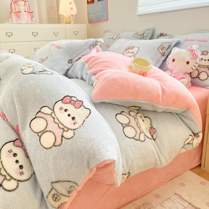 91家纺网 家纺一手货源 找家纺 （总）川悦生活 2025新款立体雪花绒印花大床四件套系列二场景一