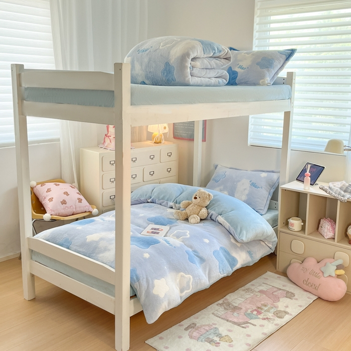 91家纺网 家纺一手货源 找家纺 川悦生活 2025新款立体雪花绒印花四件套学生床系列二场景一 叮咚星星