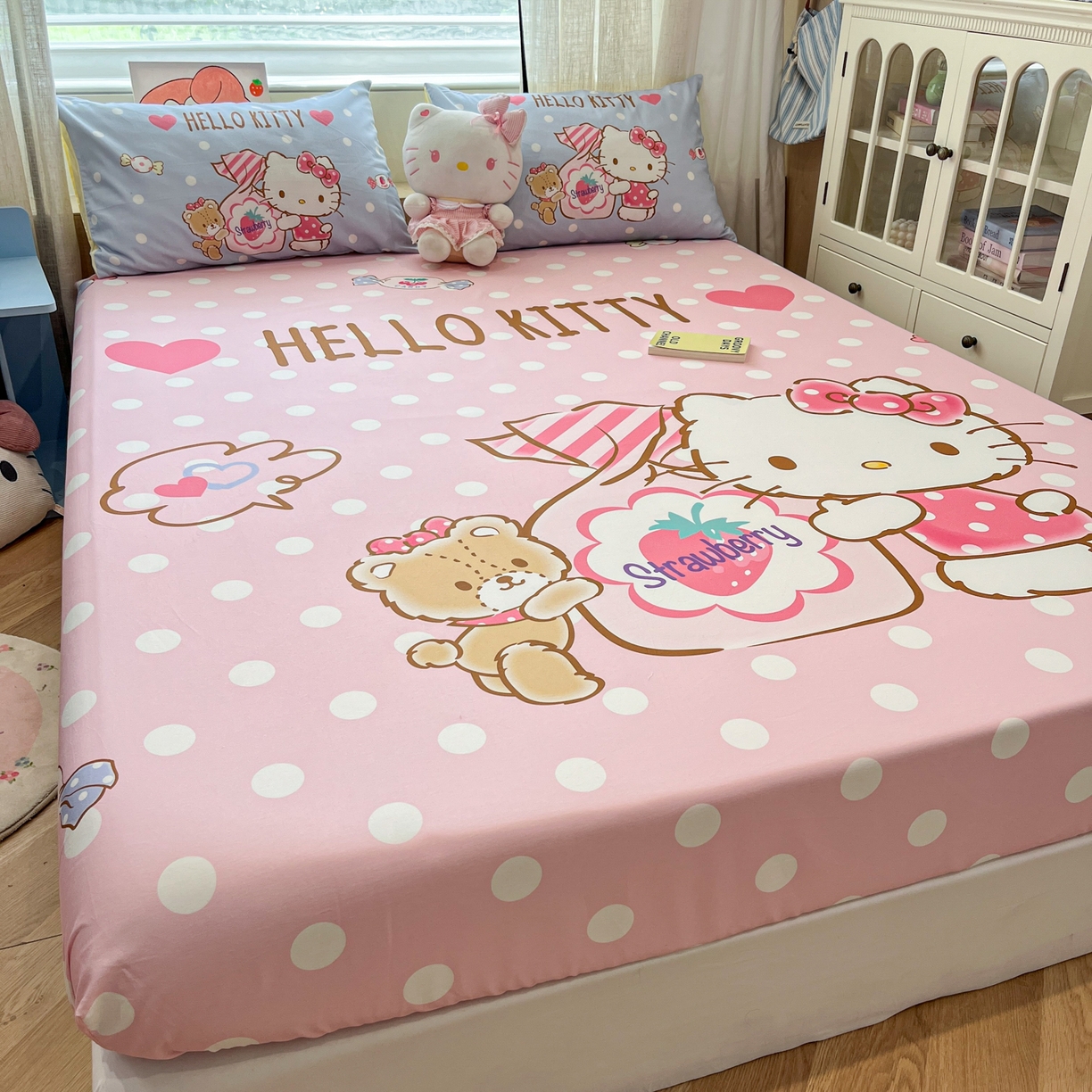 91家纺网 家纺一手货源 找家纺 金爱家 2025新款三丽鸥全棉床笠 纯棉单品-糖果kt