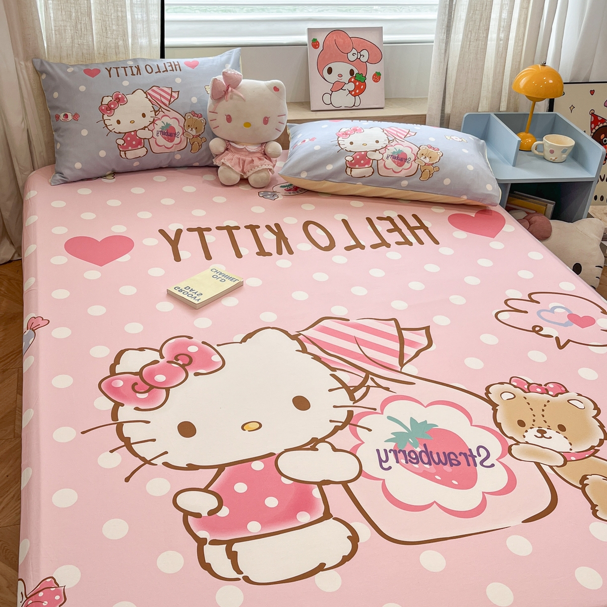 91家纺网 家纺一手货源 找家纺 金爱家 2025新款三丽鸥全棉床笠 纯棉单品-糖果kt