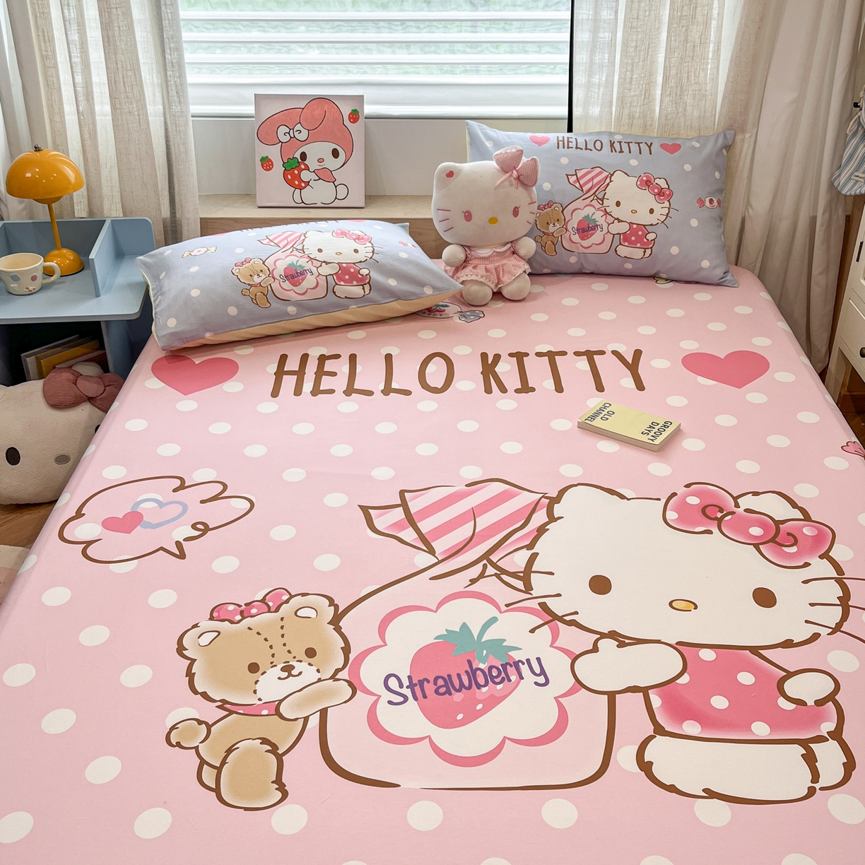 91家纺网 家纺一手货源 找家纺 金爱家 2025新款三丽鸥全棉床笠 纯棉单品-糖果kt