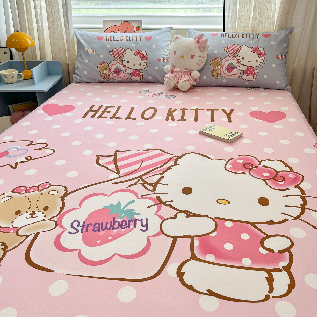 91家纺网 家纺一手货源 找家纺 金爱家 2025新款三丽鸥全棉床笠 纯棉单品-糖果kt