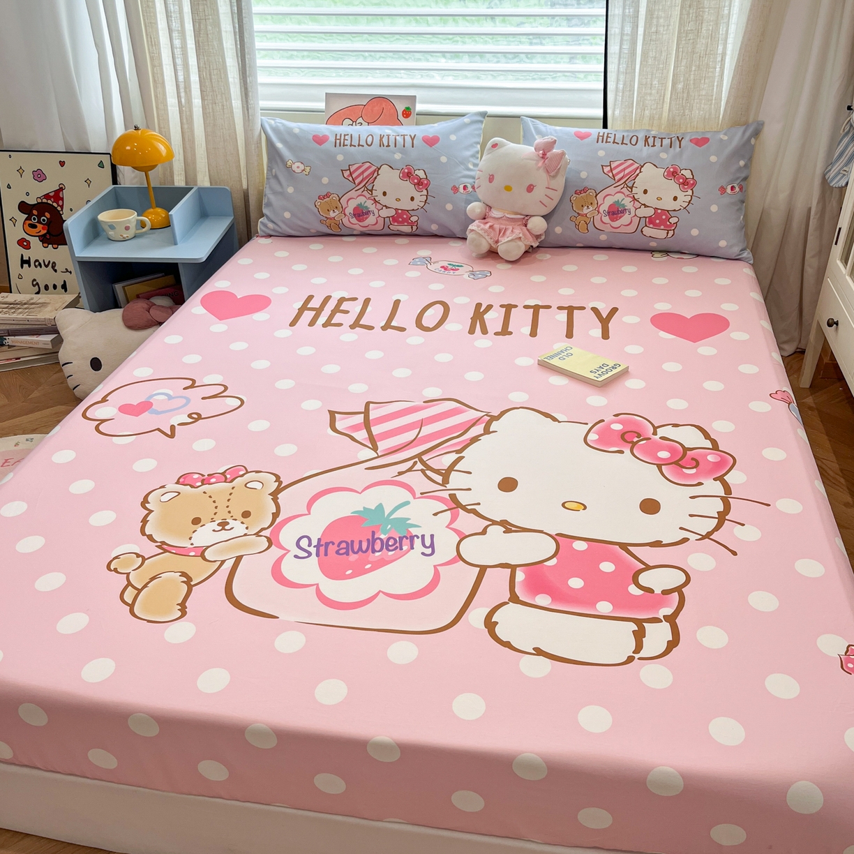 91家纺网 家纺一手货源 找家纺 金爱家 2025新款三丽鸥全棉床笠 纯棉单品-糖果kt