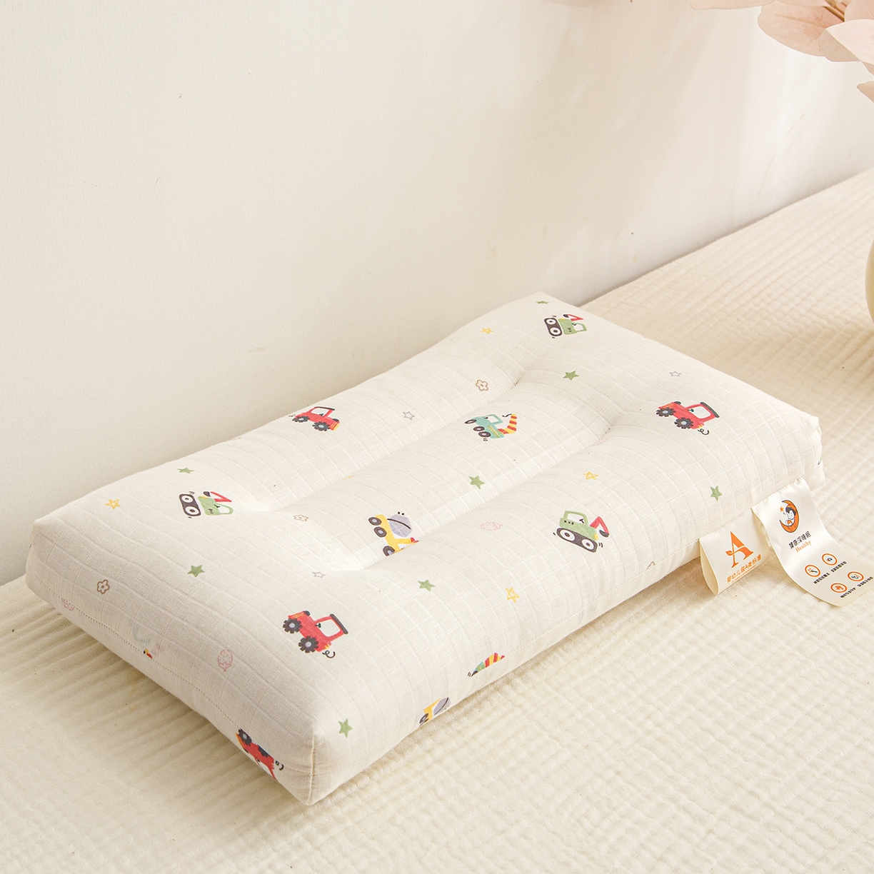 91家纺网 家纺一手货源 找家纺 织布人 2025新款枕芯A类全棉双层纱婴幼儿童枕头午睡枕学生宿舍专用枕芯 A类婴幼儿童枕-挖机