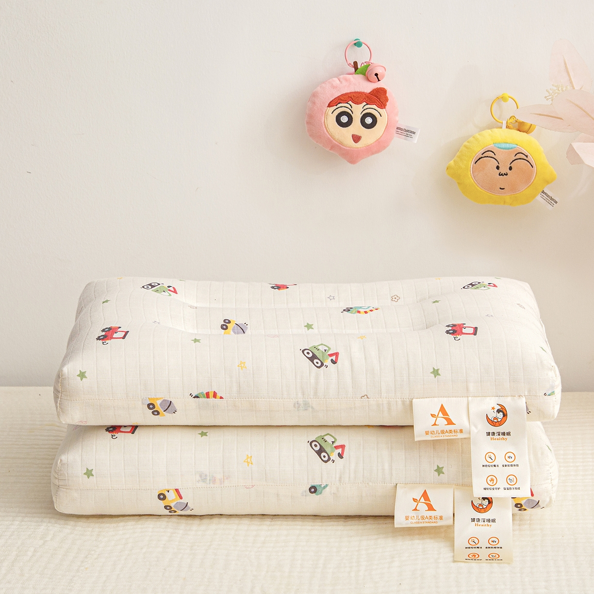 91家纺网 家纺一手货源 找家纺 织布人 2025新款枕芯A类全棉双层纱婴幼儿童枕头午睡枕学生宿舍专用枕芯 A类婴幼儿童枕-挖机