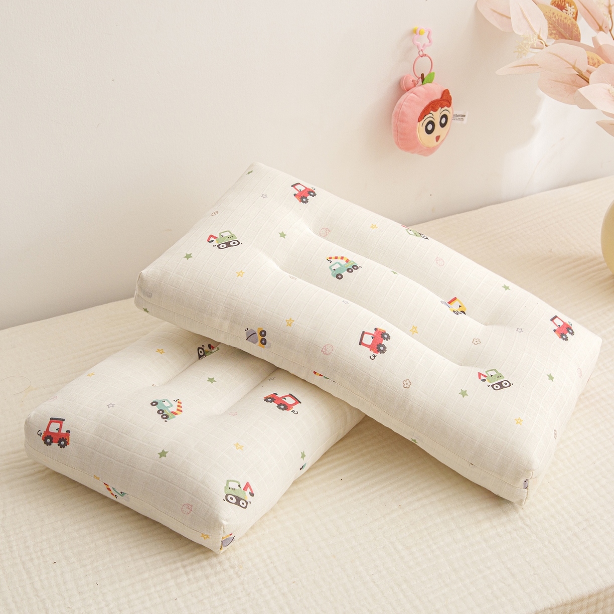 91家纺网 家纺一手货源 找家纺 织布人 2025新款枕芯A类全棉双层纱婴幼儿童枕头午睡枕学生宿舍专用枕芯 A类婴幼儿童枕-挖机