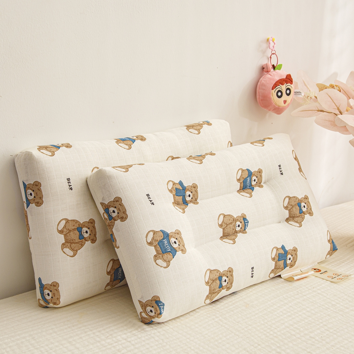 91家纺网 家纺一手货源 找家纺 织布人 2025新款枕芯A类全棉双层纱婴幼儿童枕头午睡枕学生宿舍专用枕芯 A类婴幼儿童枕-绅士熊