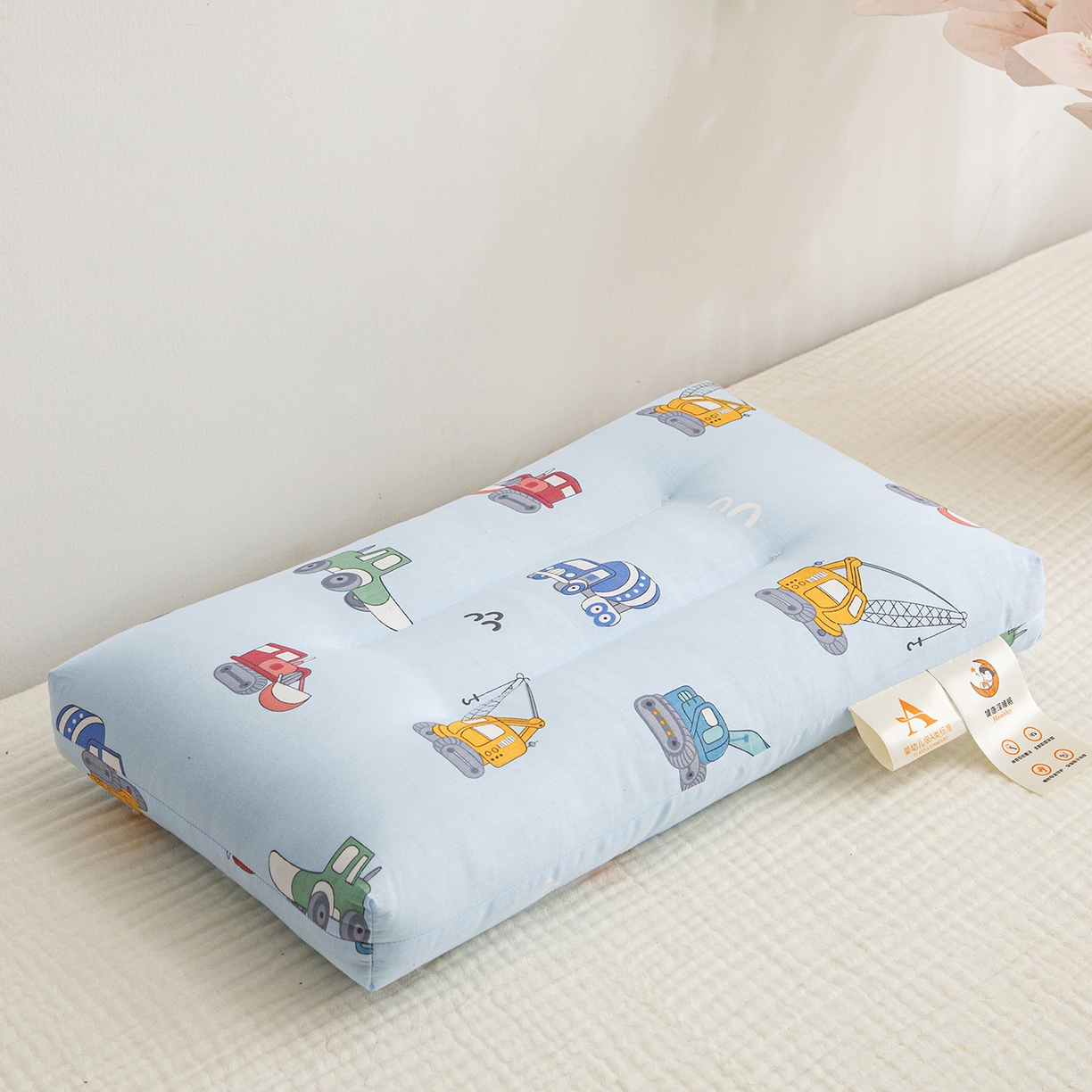 91家纺网 家纺一手货源 找家纺 织布人 2025新款枕芯A类全棉双层纱婴幼儿童枕头午睡枕学生宿舍专用枕芯 A类婴幼儿童枕-汽车动员