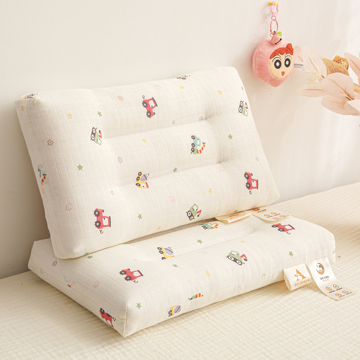 91家纺网 家纺一手货源 找家纺 织布人 2025新款枕芯A类全棉双层纱婴幼儿童枕头午睡枕学生宿舍专用枕芯 A类婴幼儿童枕-挖机