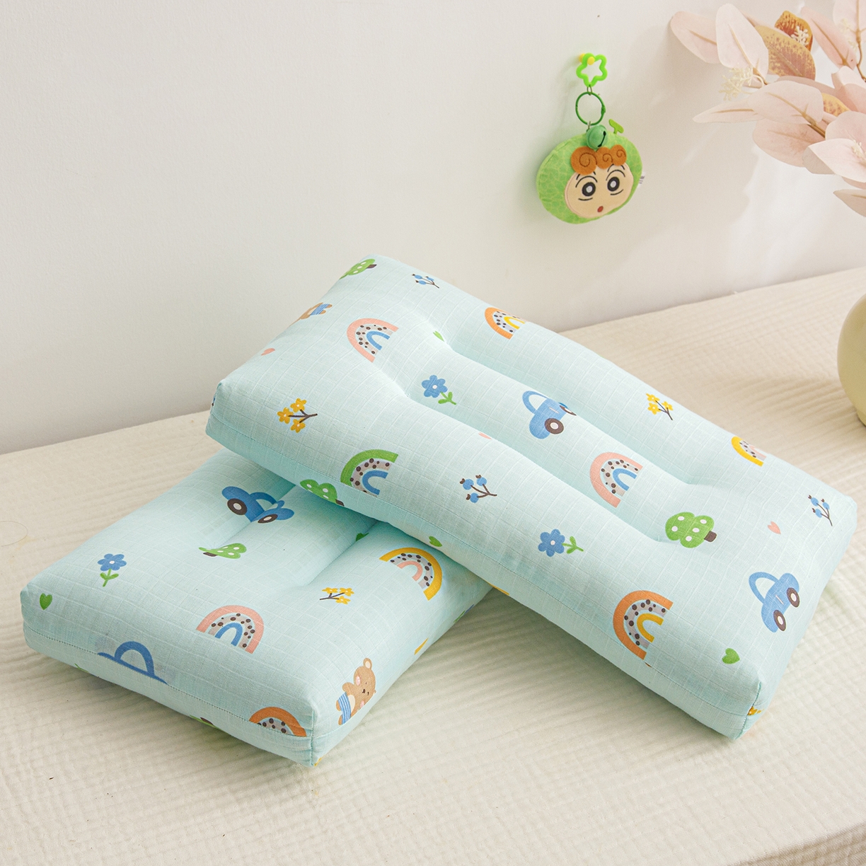 91家纺网 家纺一手货源 找家纺 织布人 2025新款枕芯A类全棉双层纱婴幼儿童枕头午睡枕学生宿舍专用枕芯 A类婴幼儿童枕-汽车小熊