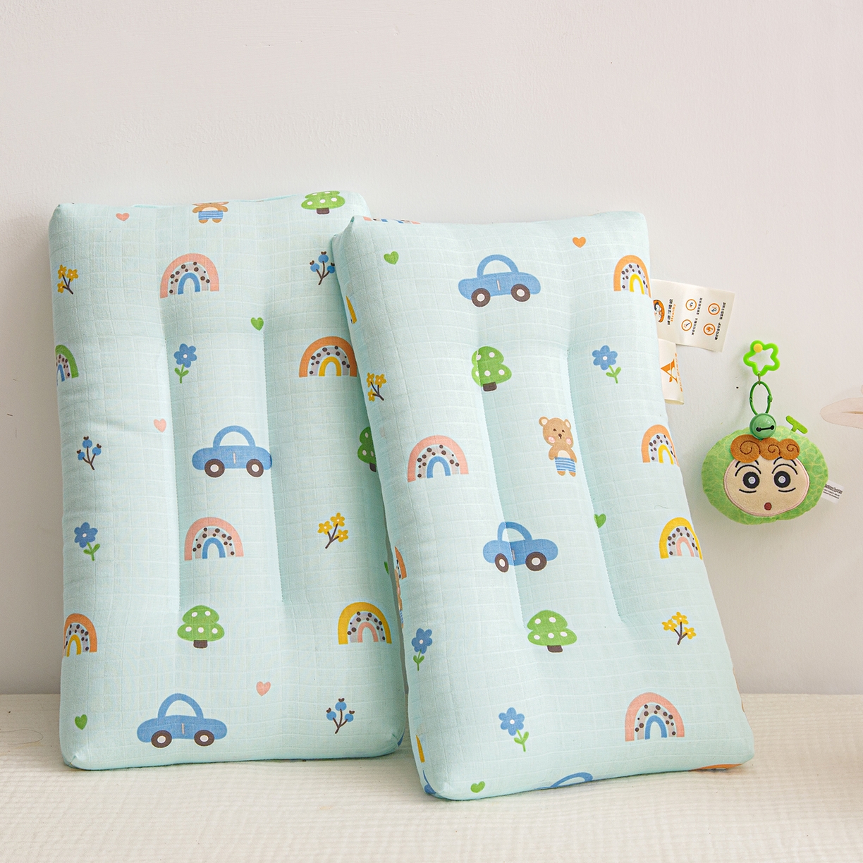 91家纺网 家纺一手货源 找家纺 织布人 2025新款枕芯A类全棉双层纱婴幼儿童枕头午睡枕学生宿舍专用枕芯 A类婴幼儿童枕-汽车小熊