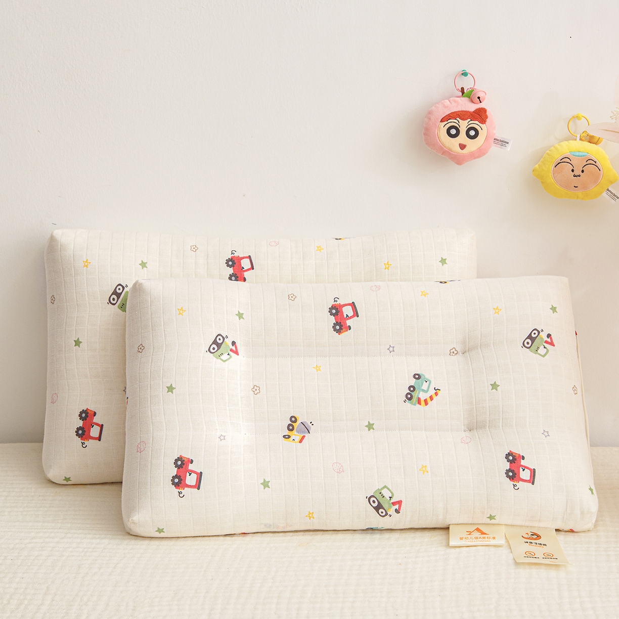 91家纺网 家纺一手货源 找家纺 织布人 2025新款枕芯A类全棉双层纱婴幼儿童枕头午睡枕学生宿舍专用枕芯 A类婴幼儿童枕-挖机