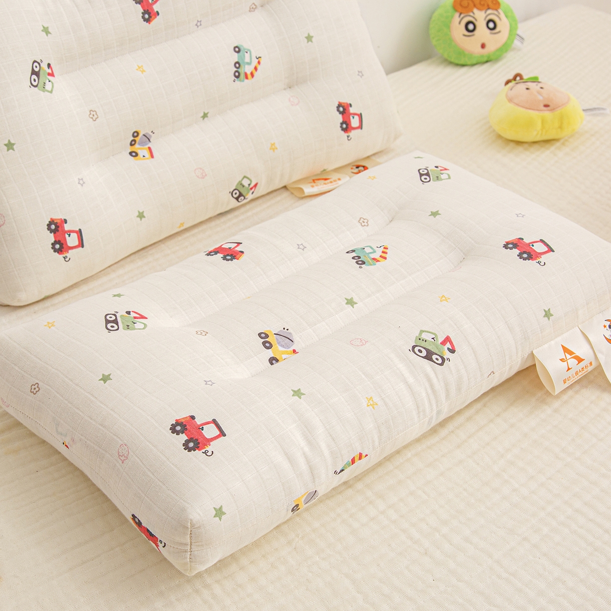 91家纺网 家纺一手货源 找家纺 织布人 2025新款枕芯A类全棉双层纱婴幼儿童枕头午睡枕学生宿舍专用枕芯 A类婴幼儿童枕-挖机