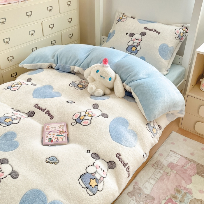 川悦生活 2025新款立体雪花绒印花四件套学生床系列二场景一 快乐西高地