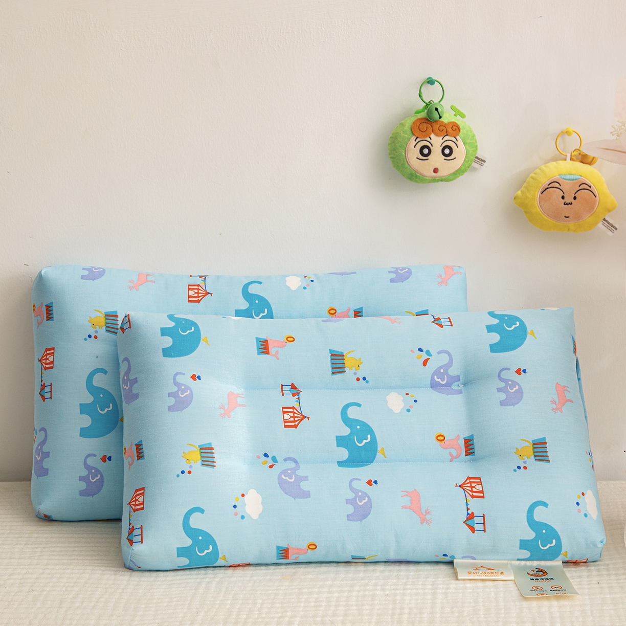 91家纺网 家纺一手货源 找家纺 织布人 2025新款枕芯A类全棉双层纱婴幼儿童枕头午睡枕学生宿舍专用枕芯 A类婴幼儿童枕-小象