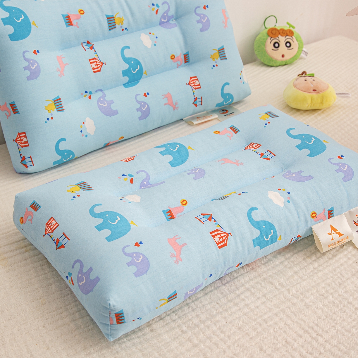 91家纺网 家纺一手货源 找家纺 织布人 2025新款枕芯A类全棉双层纱婴幼儿童枕头午睡枕学生宿舍专用枕芯 A类婴幼儿童枕-小象