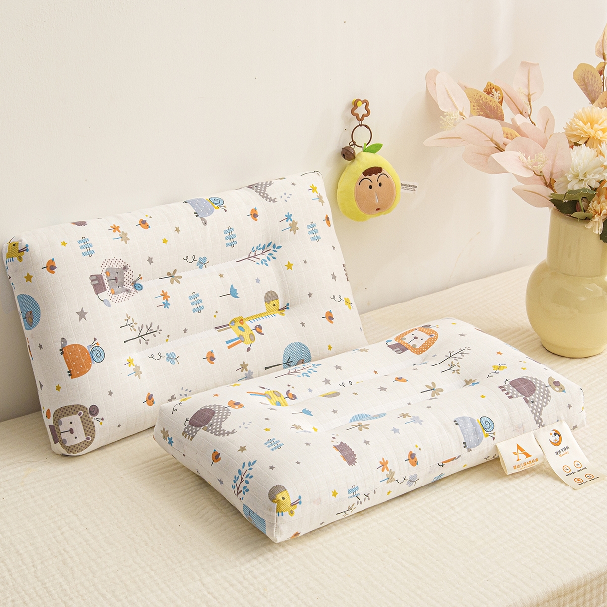 91家纺网 家纺一手货源 找家纺 织布人 2025新款枕芯A类全棉双层纱婴幼儿童枕头午睡枕学生宿舍专用枕芯 A类婴幼儿童枕-森林乐园