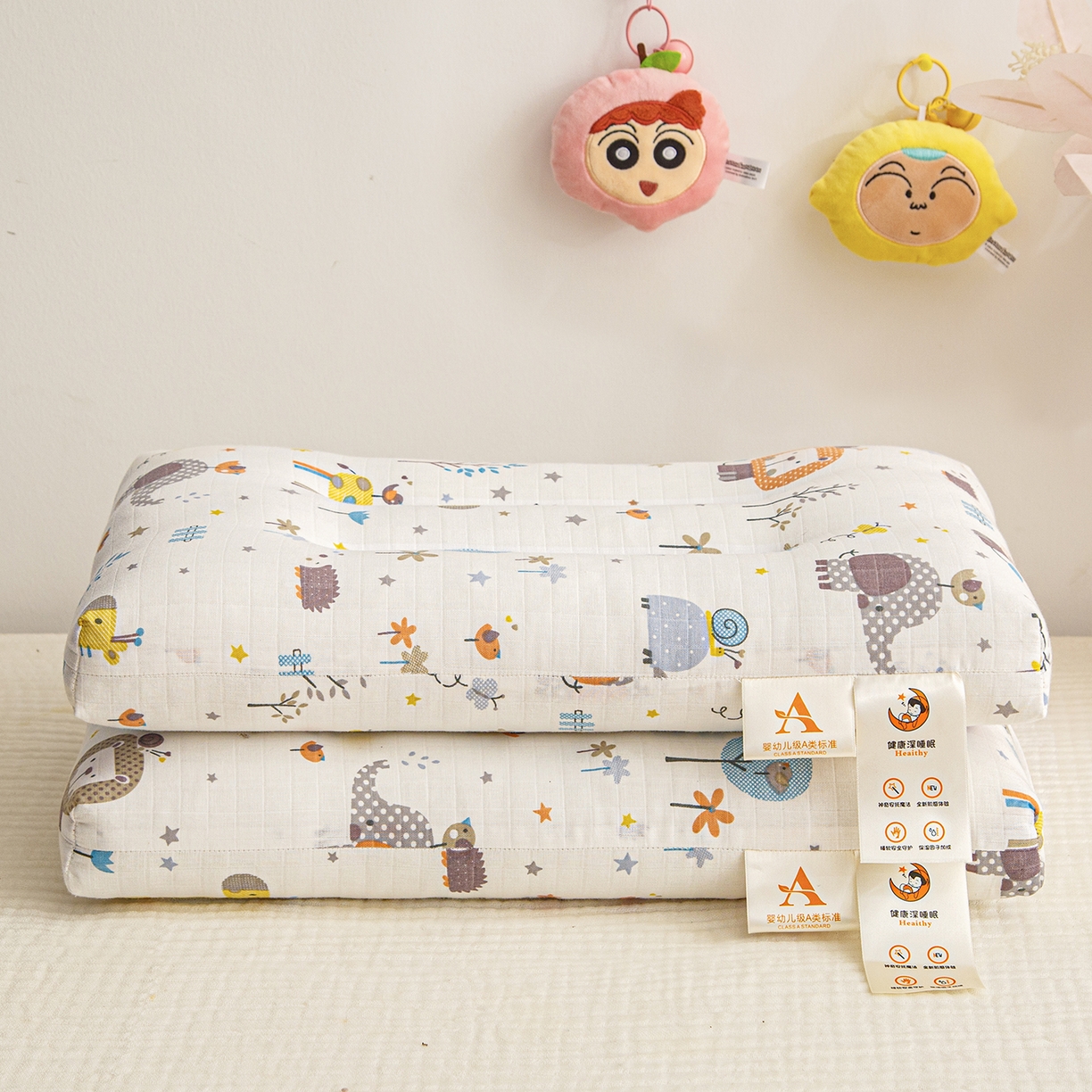 91家纺网 家纺一手货源 找家纺 织布人 2025新款枕芯A类全棉双层纱婴幼儿童枕头午睡枕学生宿舍专用枕芯 A类婴幼儿童枕-森林乐园