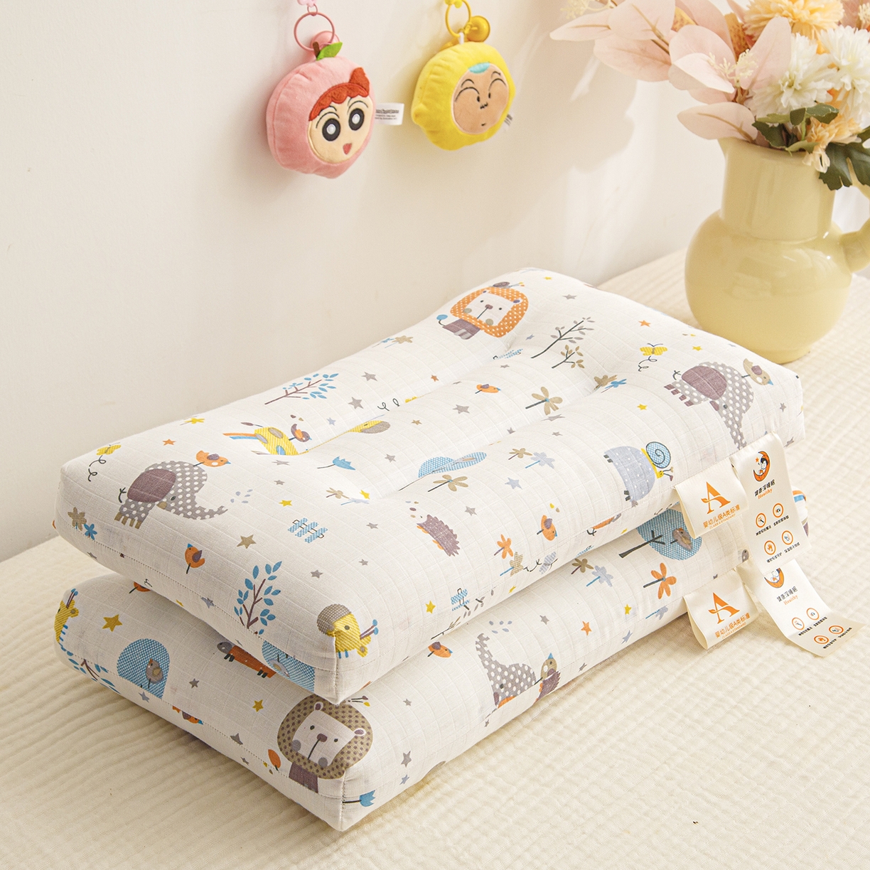 织布人 2025新款枕芯A类全棉双层纱婴幼儿童枕头午睡枕学生宿舍专用枕芯 A类婴幼儿童枕-森林乐园