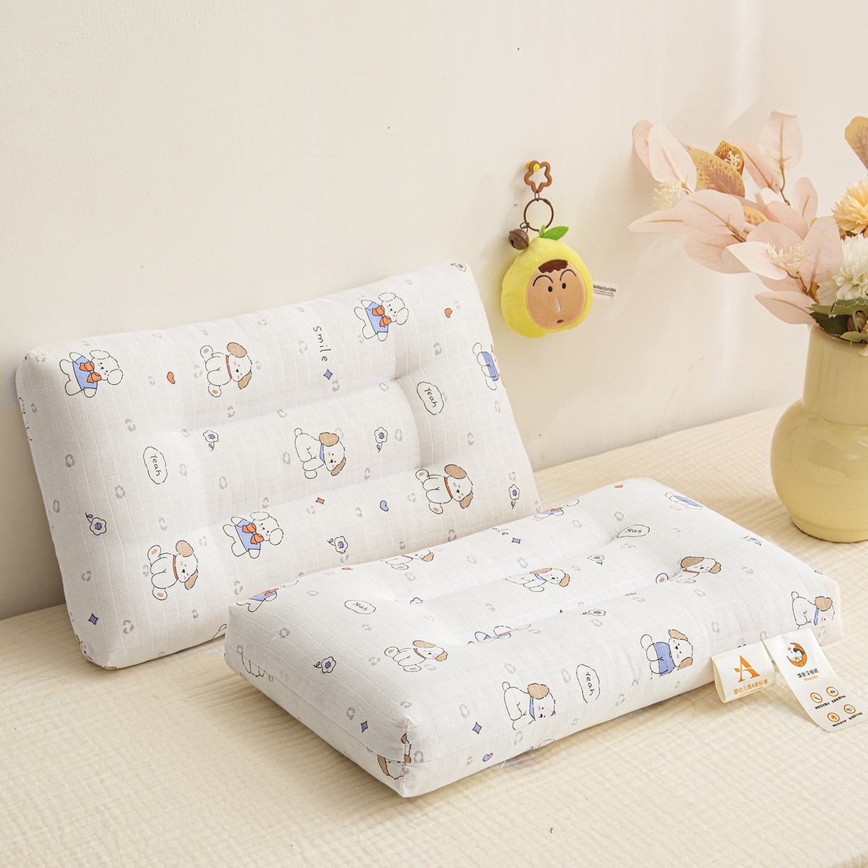 91家纺网 家纺一手货源 找家纺 织布人 2025新款枕芯A类全棉双层纱婴幼儿童枕头午睡枕学生宿舍专用枕芯 A类婴幼儿童枕-萌萌狗