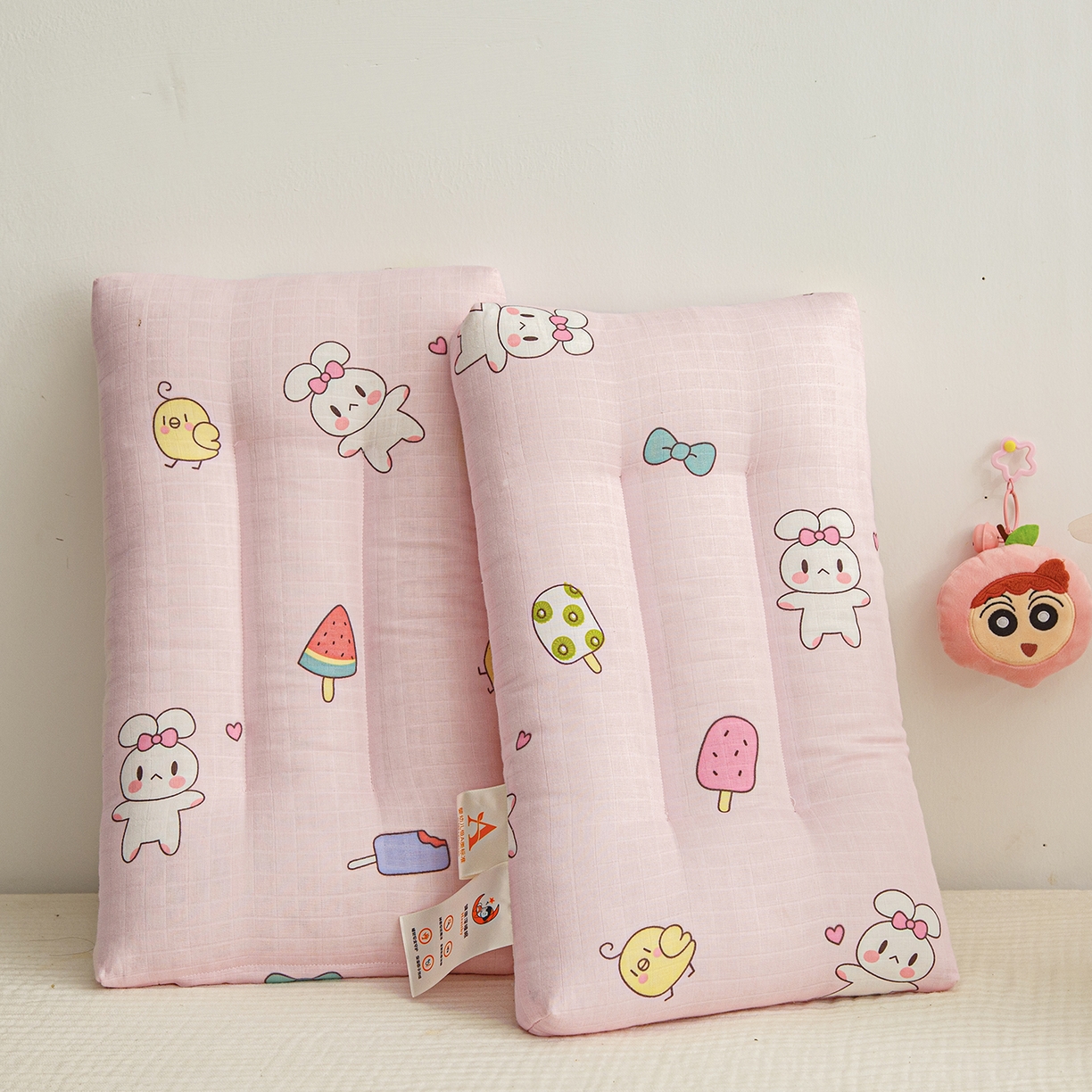 91家纺网 家纺一手货源 找家纺 织布人 2025新款枕芯A类全棉双层纱婴幼儿童枕头午睡枕学生宿舍专用枕芯 A类婴幼儿童枕-小白兔