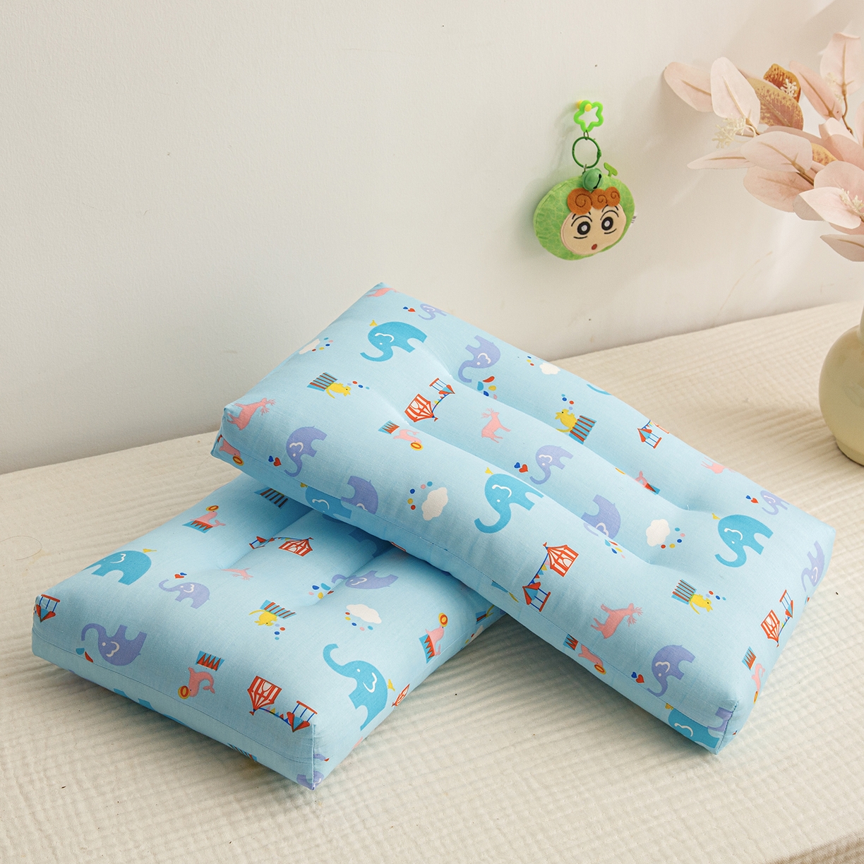 91家纺网 家纺一手货源 找家纺 织布人 2025新款枕芯A类全棉双层纱婴幼儿童枕头午睡枕学生宿舍专用枕芯 A类婴幼儿童枕-小象