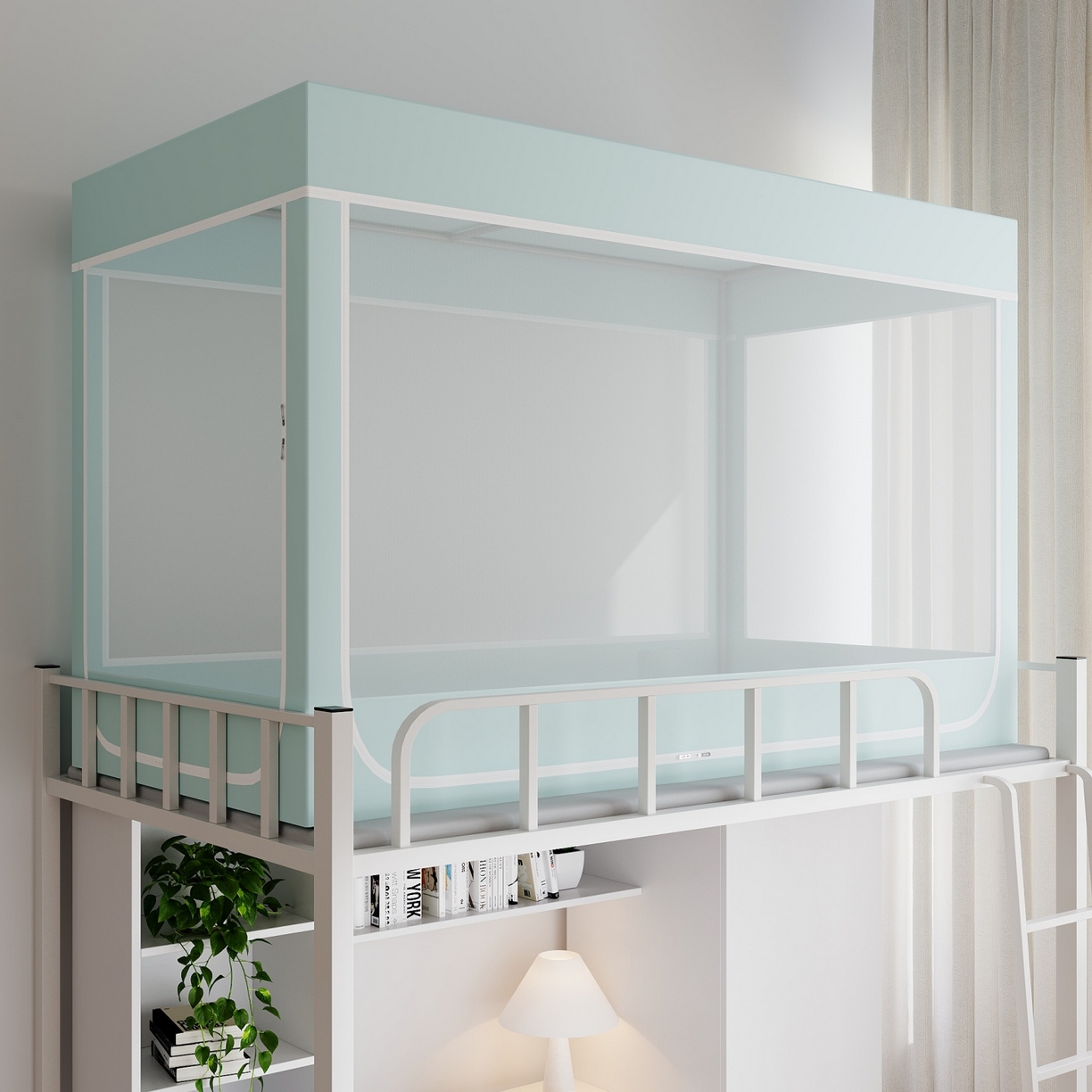 新太阳蚊帐2025新款纯色简约宿舍蚊帐 简约湖绿