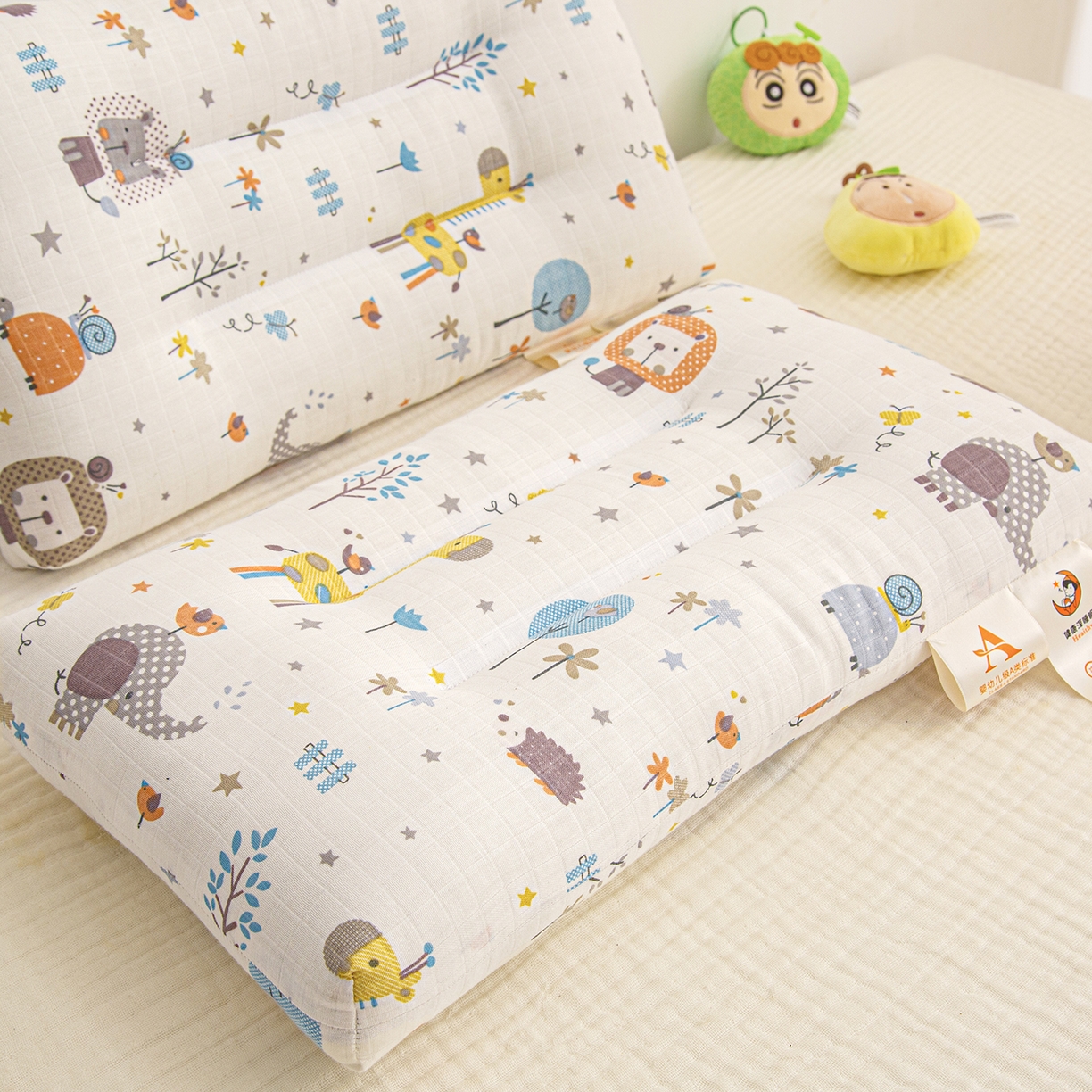 91家纺网 家纺一手货源 找家纺 织布人 2025新款枕芯A类全棉双层纱婴幼儿童枕头午睡枕学生宿舍专用枕芯 A类婴幼儿童枕-森林乐园