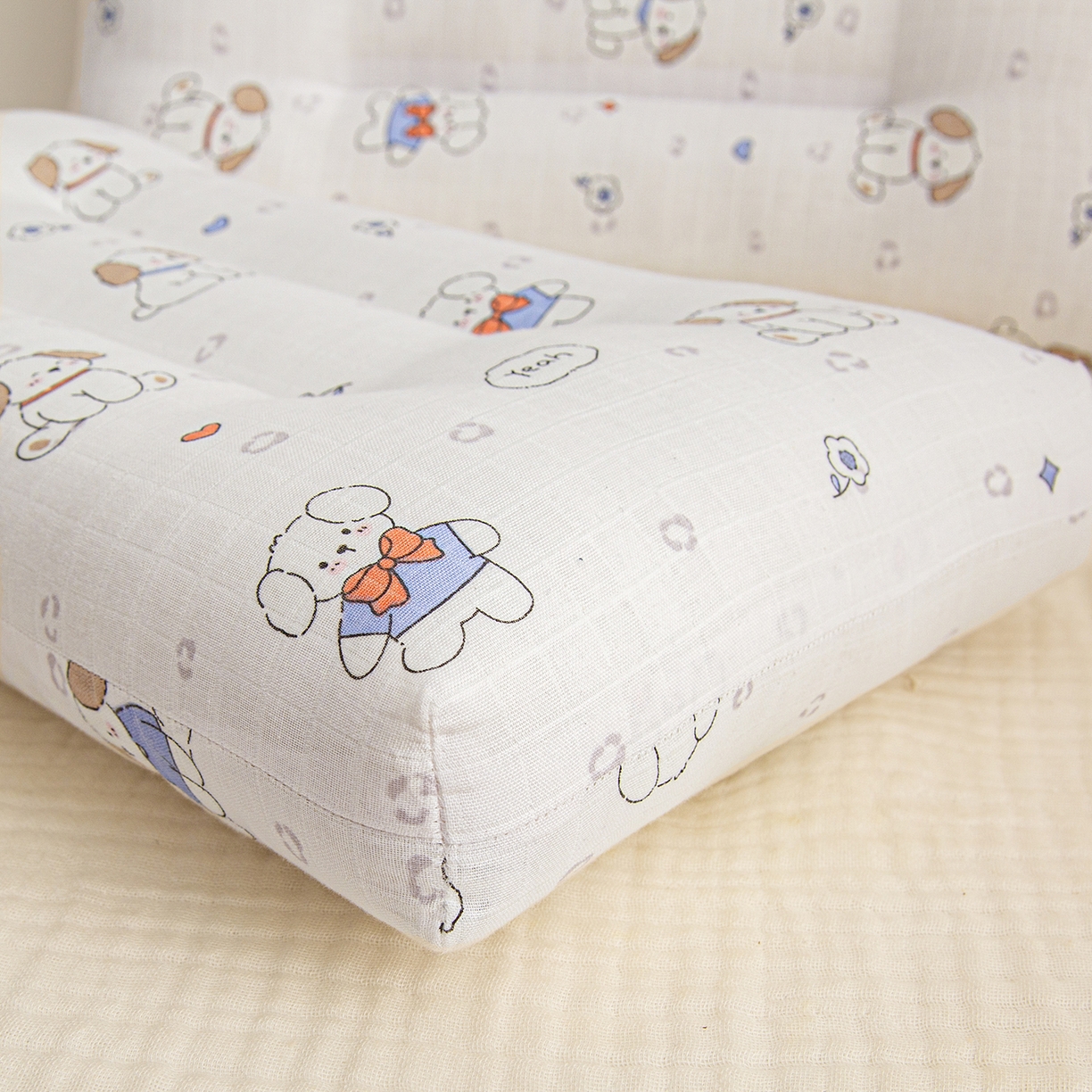 91家纺网 家纺一手货源 找家纺 织布人 2025新款枕芯A类全棉双层纱婴幼儿童枕头午睡枕学生宿舍专用枕芯 A类婴幼儿童枕-萌萌狗