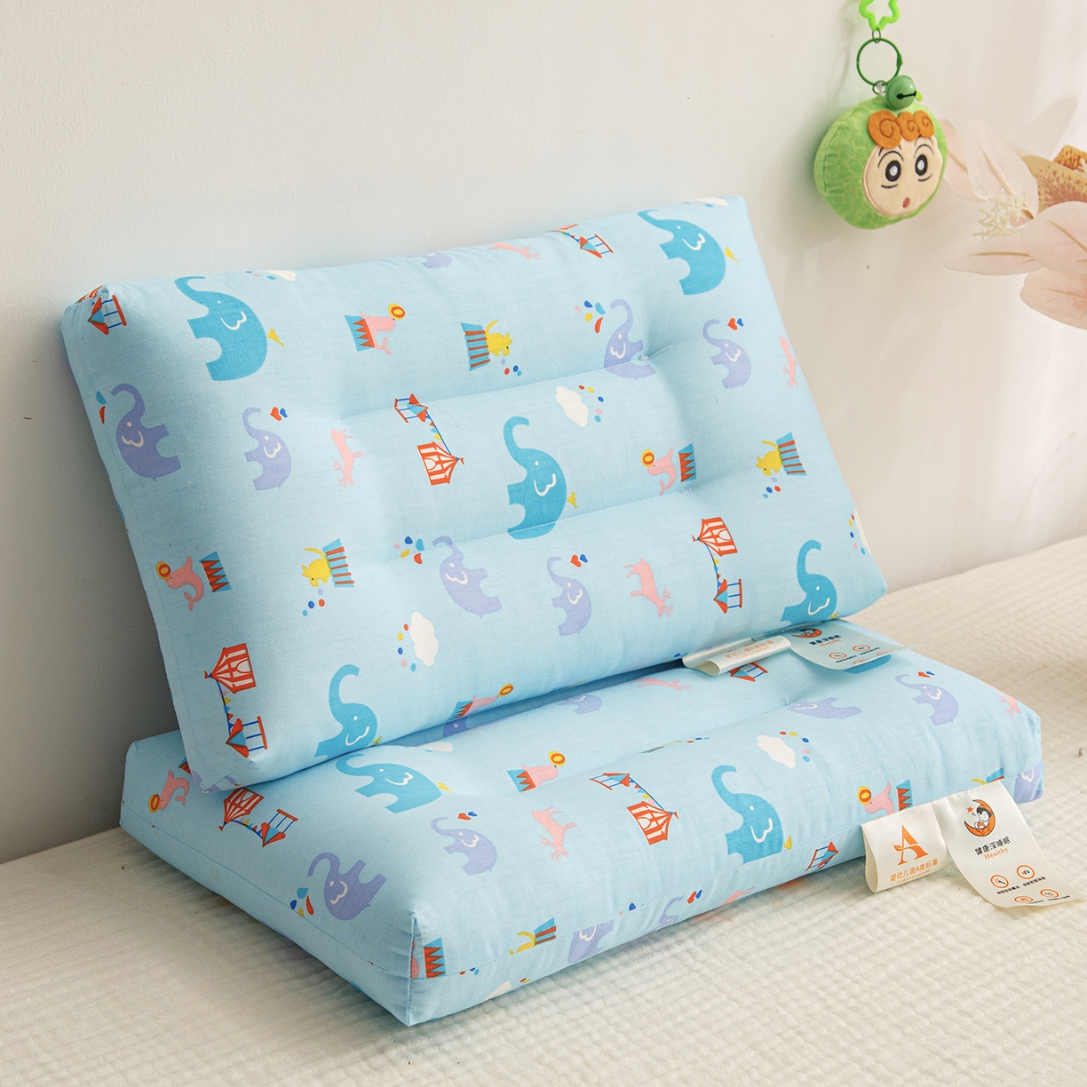 91家纺网 家纺一手货源 找家纺 织布人 2025新款枕芯A类全棉双层纱婴幼儿童枕头午睡枕学生宿舍专用枕芯 A类婴幼儿童枕-小象