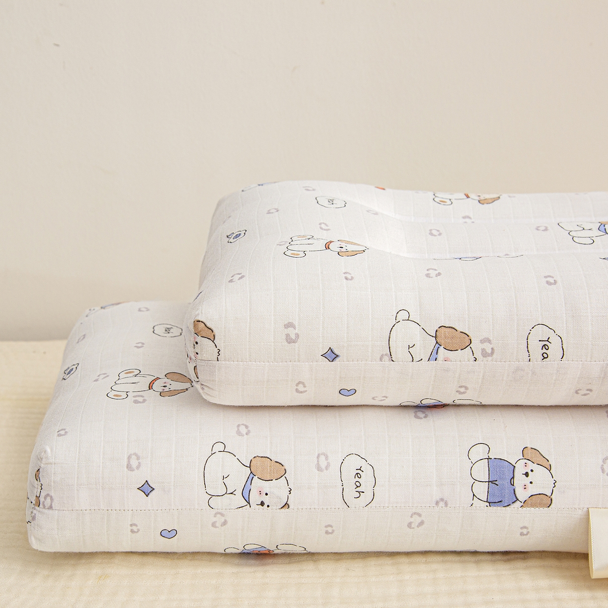 91家纺网 家纺一手货源 找家纺 织布人 2025新款枕芯A类全棉双层纱婴幼儿童枕头午睡枕学生宿舍专用枕芯 A类婴幼儿童枕-萌萌狗