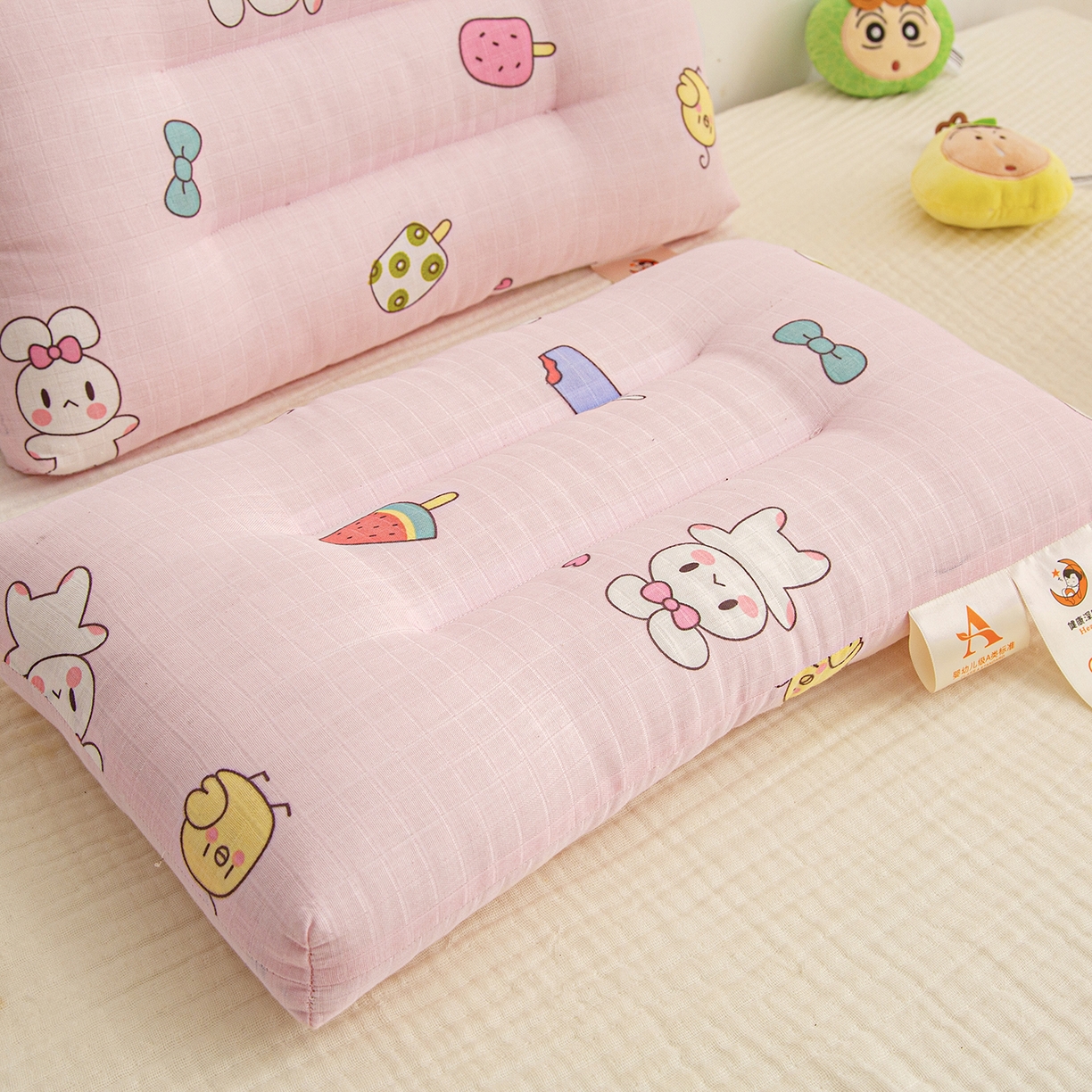 91家纺网 家纺一手货源 找家纺 织布人 2025新款枕芯A类全棉双层纱婴幼儿童枕头午睡枕学生宿舍专用枕芯 A类婴幼儿童枕-小白兔