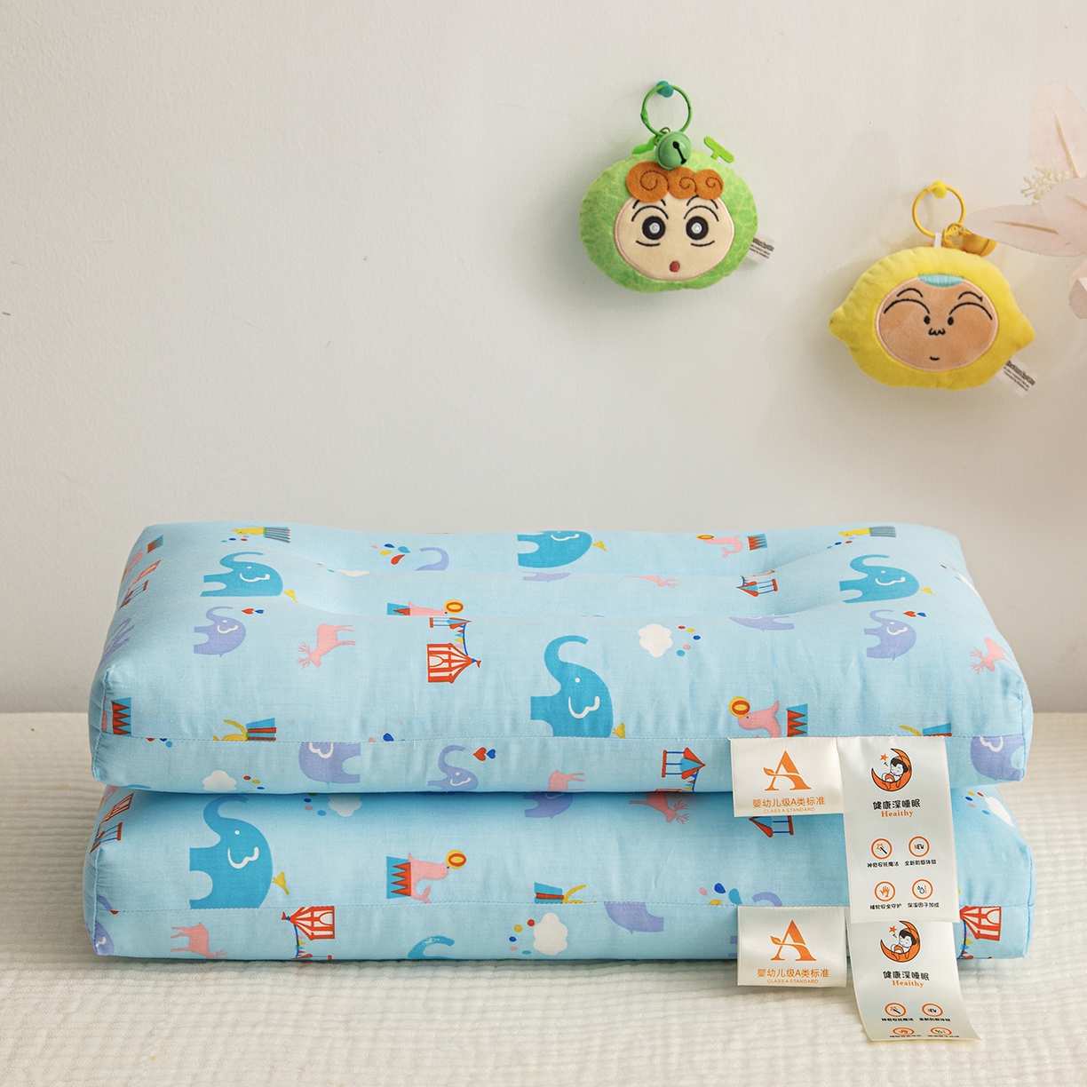 91家纺网 家纺一手货源 找家纺 织布人 2025新款枕芯A类全棉双层纱婴幼儿童枕头午睡枕学生宿舍专用枕芯 A类婴幼儿童枕-小象